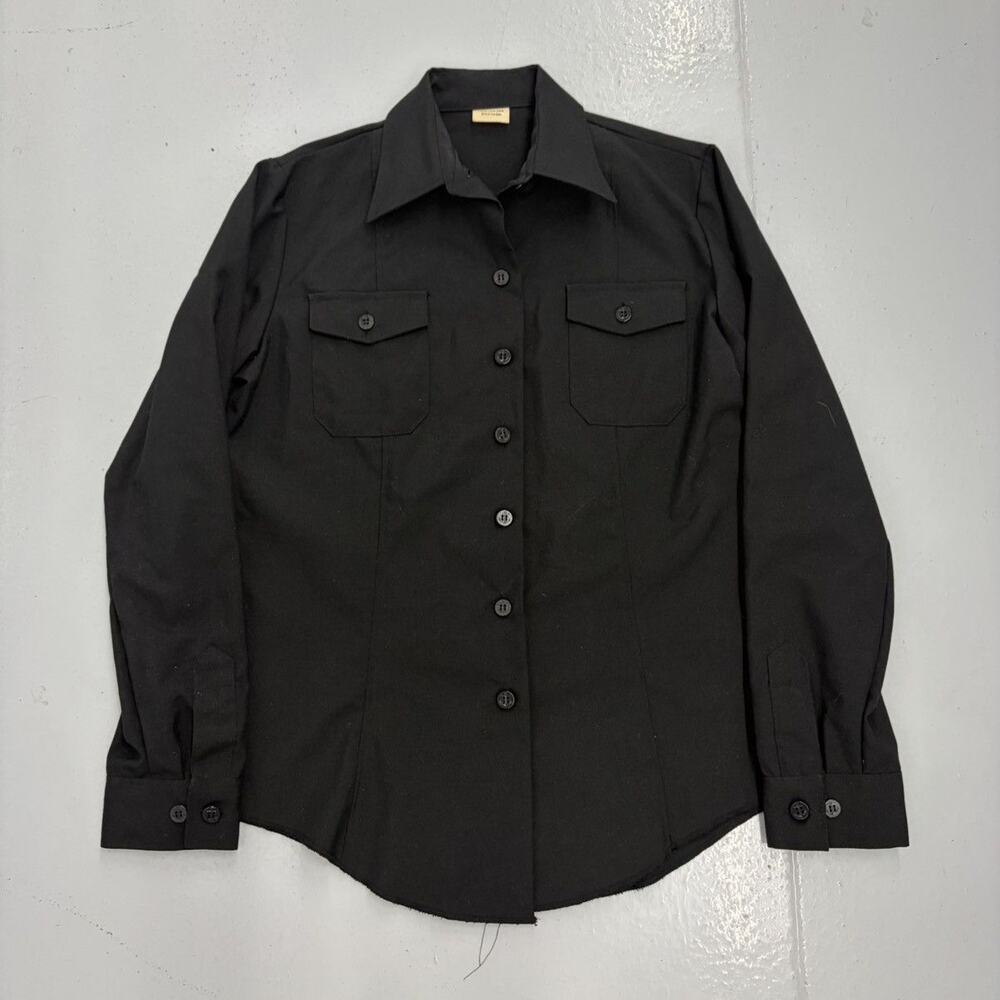 Vintage 80s Military Black Wool Button Up Shirt
